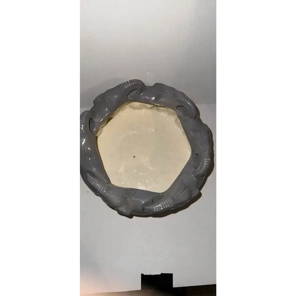 Grey Ceramic Elephant Planter Bowl